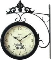 Relogio De Parede Preto Antigo Dois Lados Herweg 6488-034