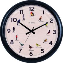 Relógio de Parede Preto Canto dos Pássaros 6691 - Herweg