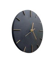 Relógio De Parede Preto Com Ponteiros Dourado 30Cm
