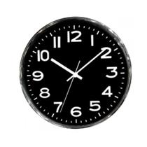 Relógio De Parede Preto Cromado 24Cm - Btc