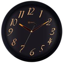 Relógio de Parede Preto e Dourado 6730 - Herweg