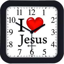 Relógio De Parede Preto Eurora Amo Jesus 6592