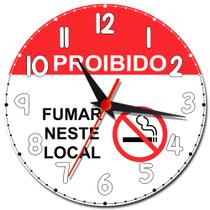 Relógio de Parede Proibido Fumar Neste Local Sinalização Relógio de Parede Proibido Fumar Neste Local Sinalização