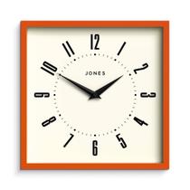 Relógio de Parede Quadrado Retrô JONES CLOCKS 25x25x4cm Laranja