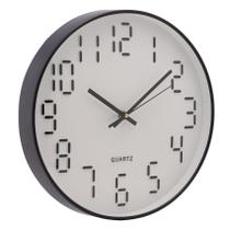 Relógio de Parede Quartz Branco Com Preto 30,5x4Cm - Lyor