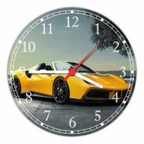 Relógio De Parede Quartz Carro Ferrari Amarela Automobilismo Automóvel Tamanho 40 Cm RC048