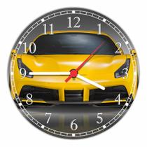 Relógio De Parede Quartz Carro Ferrari Amarela Automobilismo Automóvel Tamanho 40 Cm RC049