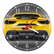 Relógio De Parede Quartz Carro Ferrari Amarela Automobilismo Automóvel Tamanho 40 Cm RC050