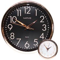 Relógio De Parede Redondo 23cm Rose Gold - Ponteiro Analógico Tic Tac - Design Moderno Decorativo Ideal para Cozinha Sala Recepção ou Escritório