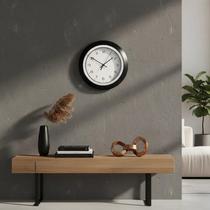 Relógio De Parede Redondo 24 Cm Decorativo Com Borda Prata