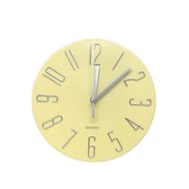 Relógio de Parede Redondo Amarelo 18x18cm Quartz Silencioso Design Moderno Decorativo Elegante