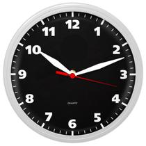 Relógio de Parede Redondo Branco Preto Clássico para Decoração de Sala Cozinha Escritório Mecanismo Quartz Tic Tac 24 Cm