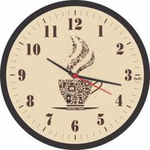 Relógio de Parede Redondo Café Preto 25,8cm. - Bells