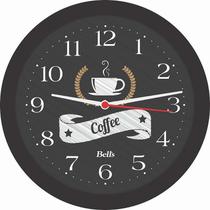 Relógio De Parede Redondo Coffee Preto 21,7cm Relógio De Parede Redondo Coffee Preto 21,7cm