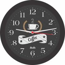 Relógio de Parede Redondo Coffee Preto 21,7cm. - Bells