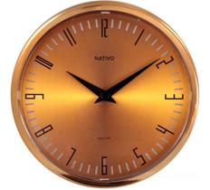 Relógio de Parede Redondo Decorativo Analógico Cobre 23cm Decoração de Cozinha Sala Casa ou Escritório
