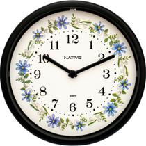 Relógio de Parede Redondo Decorativo Nativo Floral 23cm