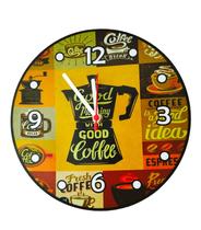 Relógio De Parede Redondo Em Mdf Decorativo Para Cozinha Café Bule - AsArtesanato