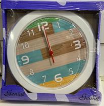 Relógio de Parede Redondo Genial 23cm Caixa azul