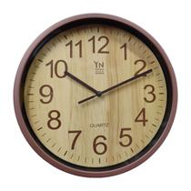 Relógio De Parede Redondo Marrom Clássico Analógico 30cm