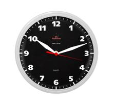 Relógio de Parede Redondo Ômega Branco Preto Plashome Sala Cozinha e Escritório Relógio de Parede Redondo Ômega Branco Preto Plashome Sala Cozinha e Escritório