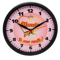 Relógio de Parede Redondo Ômega Preto Mamãe 1 Plashome Sala Cozinha e Escritório Dia das Mãe