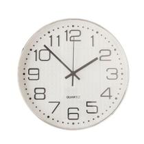 Relógio de Parede Redondo Prateado Branco Cromado 30x30cm Quartz Silencioso Moderno Decorativo Relógio de Parede Redondo Prateado Branco Cromado 30x30cm Quartz Silencioso Moderno Decorativo