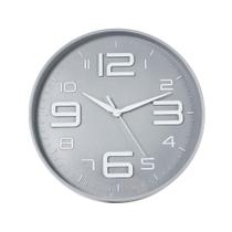 Relógio de Parede Redondo Prateado com Números Grandes - 31cm