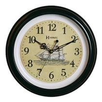 Relógio De Parede Redondo Preto Barco Retro Herweg 6484-034 Decorativo Mostrador Envelhecido Alimentado por Pilha AA - Solomon Ltda.
