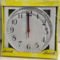 Relógio de Parede Redondo/Quadrado Genial 23cm Caixa Amarela