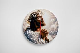 Relógio De Parede Redondo Religioso Jesus 32x32cm Ps 2mm