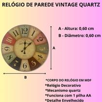 Relógio De Parede Retrô Grande 60cm MDF