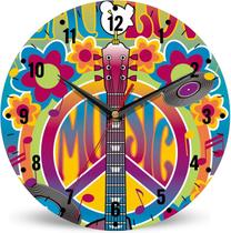 Relógio de parede Retro Music 30 cm 12" com design de guitarra colorida Relógio de parede Retro Music 30 cm 12" com design de guitarra colorida