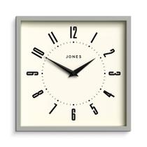 Relógio de Parede Retrô Quadrado JONES CLOCKS 25x25cm Cinza