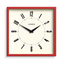 Relógio de Parede Retrô Quadrado JONES CLOCKS 25x25x4 cm Vermelho