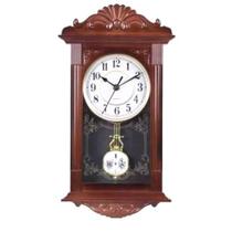Relógio De Parede Retrô Vintage Com Pendulo Ativo Marrom 41X22X7cm. - Imporiente