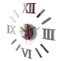 Relógio De Parede Romano Grande Espelho Sala Cozinha w - Visual Laser