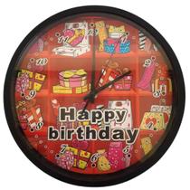 Relógio de Parede Romantic Love Ø25cm Happy Birthday Plástico / Acrílico - Saldão