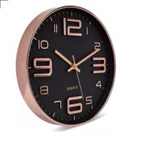 Relógio De Parede Rose Gold E Preto 31cm Silencioso Design Moderno Sala Quarto Escritório Cozinha
