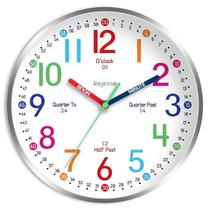 Relógio de parede Roymnie 35cm Kids Learning to Tell Time Silent