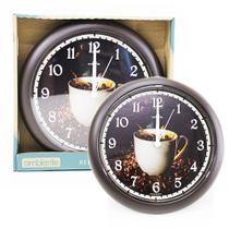 Relógio De Parede Sala Cozinha Café 24cm Redondo Marrom