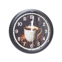 Relógio De Parede Sala Cozinha Café 24cm Redondo Preto Pilha Inclusa