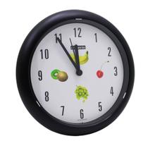 Relógio De Parede Sala Cozinha Grande 21,5cm Preto Frutas Pilhas Inclusas
