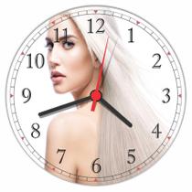 Relógio De Parede Salão Beleza Maquiagem Platinado Loiro - Vital Quadros Do Brasil