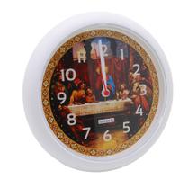 Relógio De Parede Santa Ceia Sala Cozinha Grande 24cm Branco Redondo Pilhas Inclusas