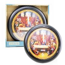 Relógio De Parede Santa Ceia Sala Cozinha Grande 24cm Preto Redondo Pilhas Inclusas