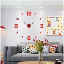 Relógio de parede sem moldura 3D Adesivos acrílicos silencioso para casa Decoração de escritório