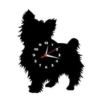 Relógio de Parede Silencioso Cachorro Cachorra PET Yorkshire Decoração MDF.