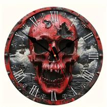 Relógio de parede Skull 30 cm com tema de Halloween, acrílico silencioso Relógio de parede Skull 30 cm com tema de Halloween, acrílico silencioso