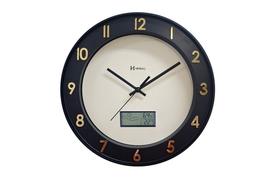 Relógio de Parede Termômetro e Calendário Preto Fosco Herweg 6855-262